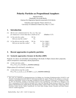 Polarity Particles as Propositional Anaphors