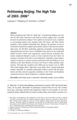 Petitioning Beijing: The High Tide of 2003&ndash;2006