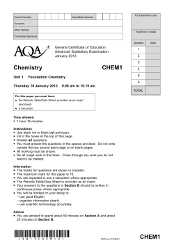 A-level Chemistry Question paper Unit 01 - Foundation