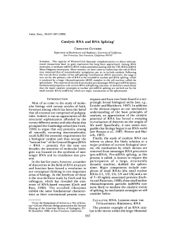 Catalytic RNA and RNA Splicing1