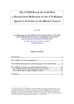 The UNHCR and the Cold War - Graduate Institute of International
