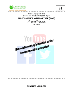 Fall 2013 Grades 7-8 PWT Teacher - Oakland Unified School District