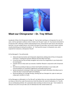 Meet our Chiropractor &ndash; Dr. Troy Wilson