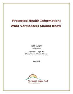 Protected Health Information - What Vermonters Should Know