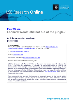 "Leonard Woolf: still not out of the jungle?" The Round Table
