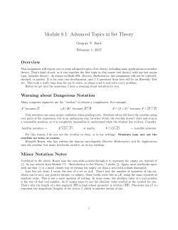 Module 8.1: Advanced Topics in Set Theory