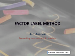 Factor Label Method - Evan`s Chemistry Corner
