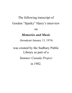The following transcript of Gordon &ldquo;Sparky&rdquo; Harry`s
