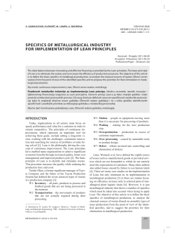 specifics of metallurgical industry for implementation of lean principles