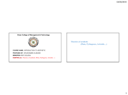 Theories of aesthetic (Plato, Pythagoras, Aristotle&hellip;)