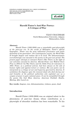 Harold Pinter`s Anti-War Poetry: A Critique of War