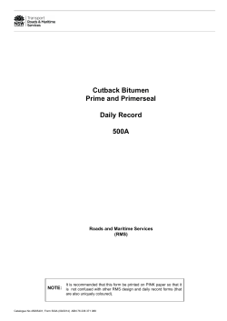 Cutback Bitumen Prime and Primerseal Daily Record 500A