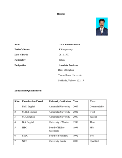 Dr.K.Ravichandran Father`s Name