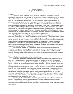 AP United States Government and Politics Summary Overview