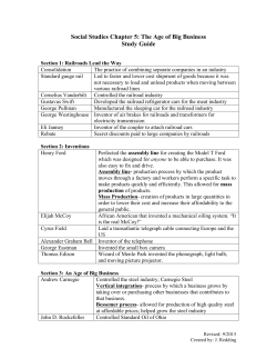Social Studies Chapter 5: The Age of Big Business Study Guide