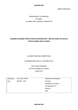 Lesson learned from Africa`s insurgencies and the