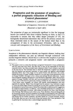 Pragmatics and the grammar of anaphora: a partial