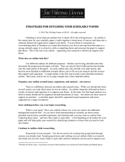 Strategies for Outlining Your Scholarly Paper
