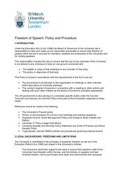 Freedom of Speech - St Mary`s University, Twickenham