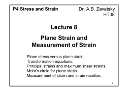 Lecture 8 Plane Strain and Measurement of Strain