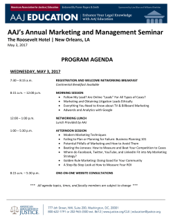 AAJ`s Annual Marketing and Management Seminar The Roosevelt
