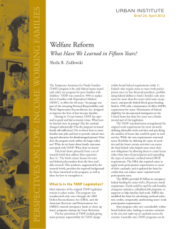 Welfare Reform What Have We Learned in Fifteen Years?