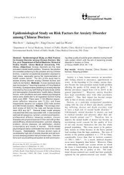 Epidemiological Study on Risk Factors for Anxiety Disorder among