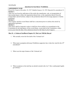 MAH/Raffel Questions for Ken Burns` Prohibition AMENDMENT XVIII