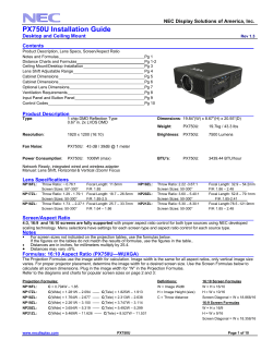 PX750U Installation Guide - NEC Display Solutions of America