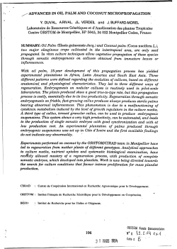 Advances in oil palm and coconut micropropagation