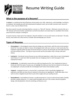 Resume Writing Guide - Madison Area Technical College