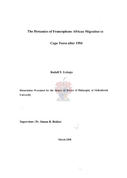 The Dynamics of Francophone African Migration to Cape Town after