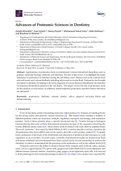 Advances of Proteomic Sciences in Dentistry