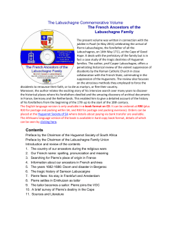 The Labuschagne Commemorative Volume The French Ancestors