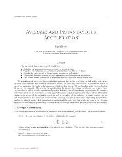 Average and Instantaneous Acceleration