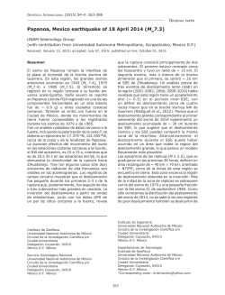 Papanoa, Mexico earthquake of 18 April 2014 (Mw7.3)
