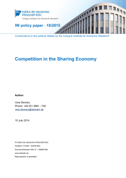 Competition in the Sharing Economy - Institut der deutschen Wirtschaft