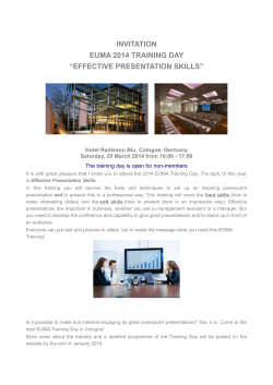 invitation euma 2014 training day &ldquo;effective presentation skills&rdquo;