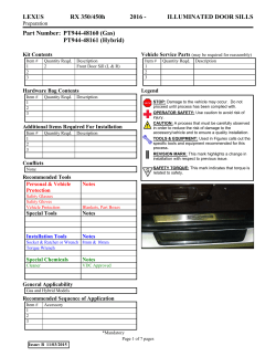 LEXUS RX 350/450h 2016 - ILLUMINATED DOOR SILLS Part Number: PT944