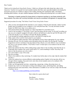 SUGGESTED PROCEDURE FOR USING "The Perfect Touch"