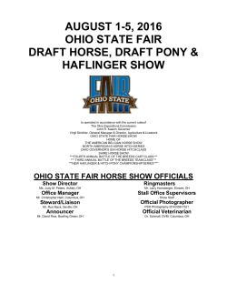 AUGUST 1-5, 2016 OHIO STATE FAIR DRAFT HORSE, DRAFT