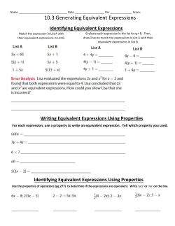 10.3 Generate Equivalent Expressions Part 1