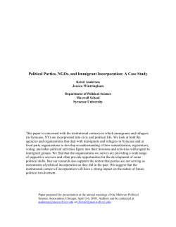 Political Parties, NGOs, and Immigrant Incorporation: A Case Study