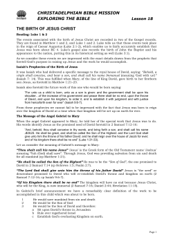 Lesson 18 - Christadelphian Bible Mission