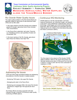 Rio Grande Water Quality Issues Continuous WQ Monitoring