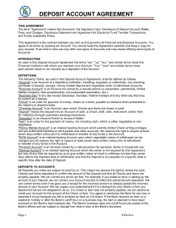 deposit account agreement