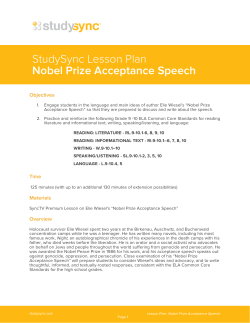 StudySync Lesson Plan Nobel Prize Acceptance Speech