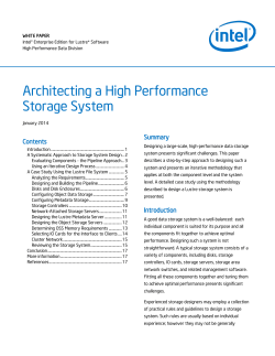 Architecting a High Performance Lustre Storage Solution