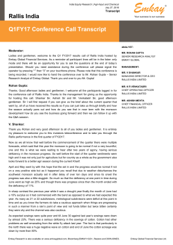 Q1 FY 2016-17 - Rallis India Limited