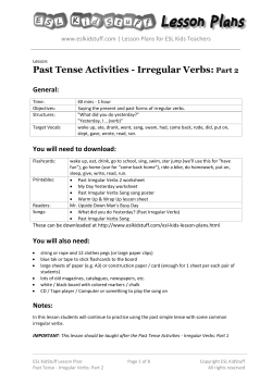 Past Tense Activities - Irregular Verbs: Part 2